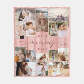 Beste mummie ooit Fotocollage Roze Houtkorrel Fleece Deken (Voorkant)