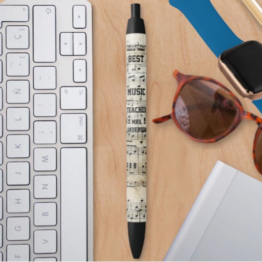 Beste muziekleraar muzieknoten zwarte inkt pen