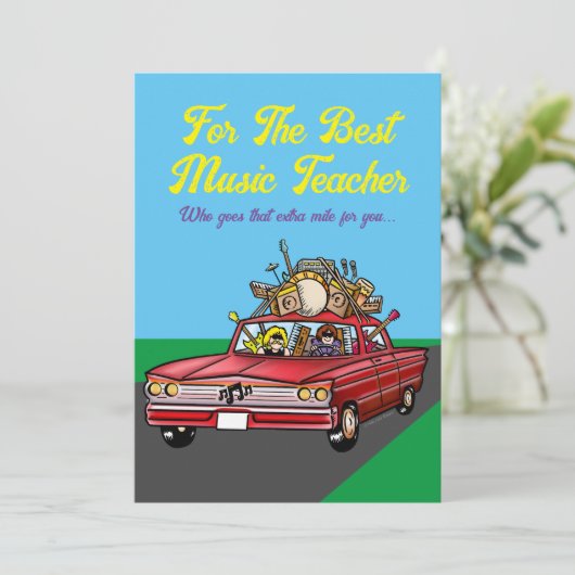 Beste muziekleraar, platte kerstkaart kaart (Staand voorkant)