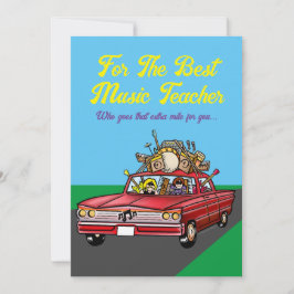 Beste muziekleraar, platte wenskaart kaart