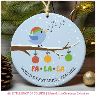 Beste muziekleraar ter wereld zingende vogel keramisch ornament