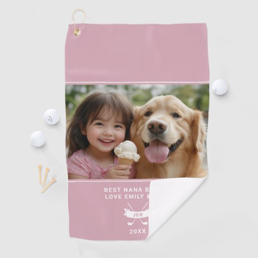 Beste Nana by par Leuke foto Golfer Modern Elegant Golfhanddoek (Insitu)