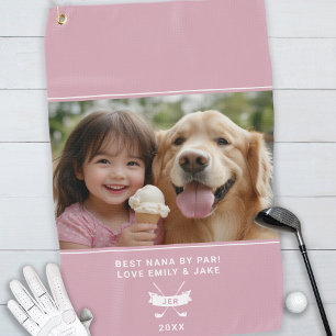 Beste Nana Door Par Fun Foto Golfer Modern Elegant Golfhanddoek