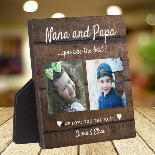Beste Nana en Papa kleinkinderen 2 foto donker hou Fotoplaat