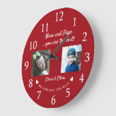 Beste Nana en Papa kleinkinderen Fotocollage Rood Grote Klok (Hoek)