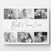 Beste Nana Ever 6 Foto Collage Modern Gray Script Fotoplaat (Voorkant)