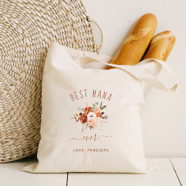 Beste Nana Ever | Boho Terracotta Floral Tote Bag