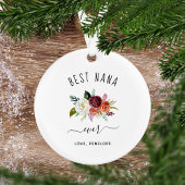 Beste Nana Ever | Foto van Trendy Burgundy Boho Fl Ornament