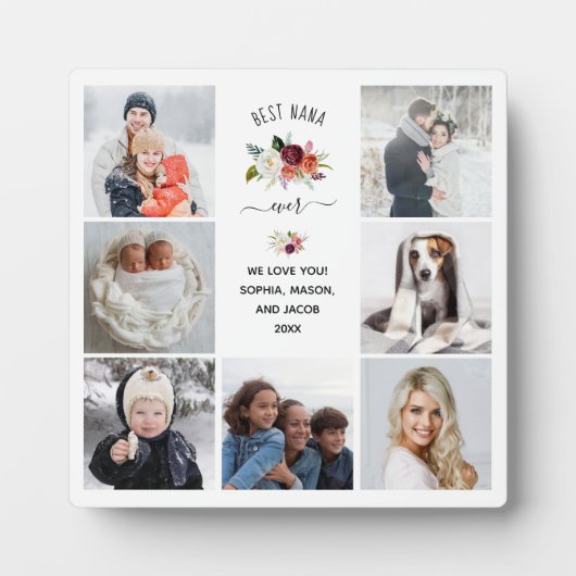 Beste Nana Ever | Fotonet Burgundy Boho Floral Fotoplaat (Voorkant)