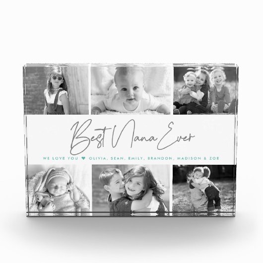 Beste Nana Ever Modern Gray Script Custom Collage  Fotoblokken (Voorkant)