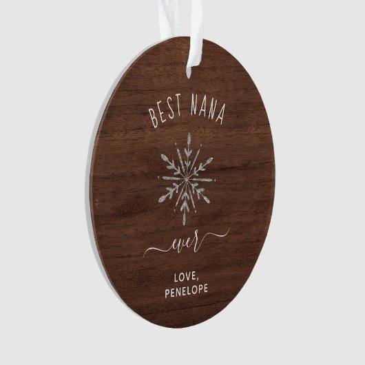 Beste Nana Ever | Rustic Snowflake en Foto Ornament (voorkant)
