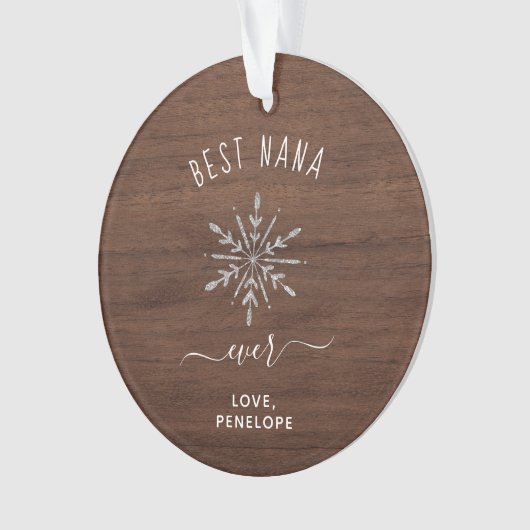 Beste Nana Ever | Rustic Snowflake en Foto Ornament (voorkant)