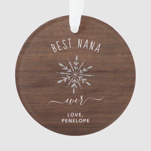 Beste Nana Ever | Rustic Snowflake en Foto Ornament (voorkant)