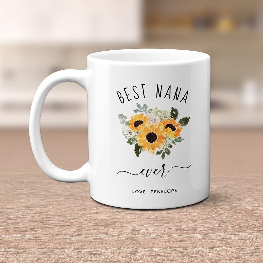 Beste Nana Ever |  Rustige zonnebloemen Koffiemok