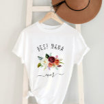 Beste Nana Ever | Trendy Burgundy Boho Floral T-shirt<br><div class="desc">Dit trendy en stijlvolle shirt zegt "beste nana ooit" in een roestachtig,  handgeschreven script en bevat een waterverf boeket van boho bloemen in tinten marsala,  oranje en wit voor een cadeau waar je grootmoeder van zal houden.</div>