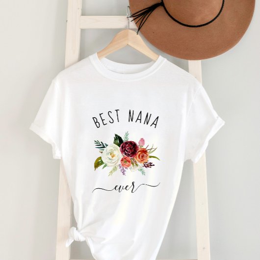 Beste Nana Ever | Trendy Burgundy Boho Floral T-shirt