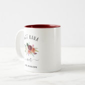 Beste Nana Ever | Trendy Burgundy Boho Floral Tweekleurige Koffiemok (Voorkant links)