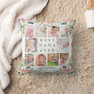 BESTE NANA OOIT 10 Foto Collage Pink Floral Kussen