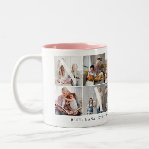 Beste Nana ooit, 10 Photo Grid Gift voor oma Tweekleurige Koffiemok