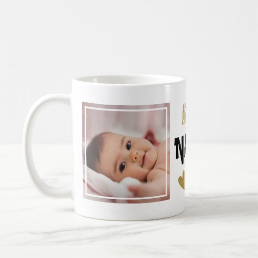 Beste Nana ooit 2 Mok voor foto's zwart en gouden  (Links)