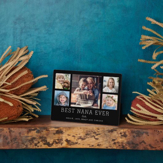Beste Nana Ooit 5-Foto Collage Keepsake Custom Fotoplaat (Zijkant)