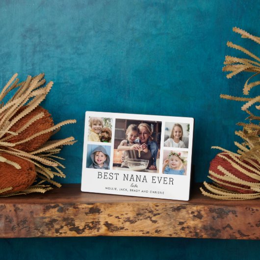 Beste Nana Ooit 5-Foto Collage Keepsake Custom Fotoplaat (Zijkant)