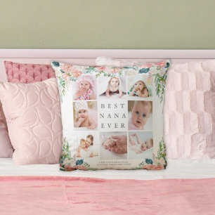 BESTE NANA OOIT 8 Foto Collage Pink Floral - Aange Kussen
