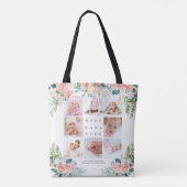 BESTE NANA OOIT 8 Foto Collage Pink Floral - Aange Tote Bag (Achterkant)