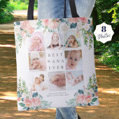 BESTE NANA OOIT 8 Foto Collage Pink Floral - Aange Tote Bag
