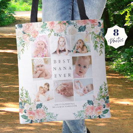 BESTE NANA OOIT 8 Foto Collage Pink Floral - Aange Tote Bag