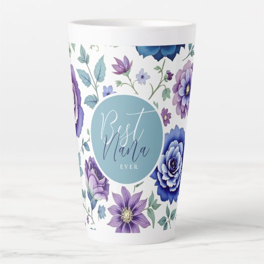 Beste Nana ooit Bloemen Latte Mok (Voorkant)