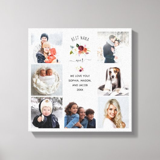 Beste Nana ooit | Bourgondië Boho Floral Foto Canvas Afdruk (Voorkant)