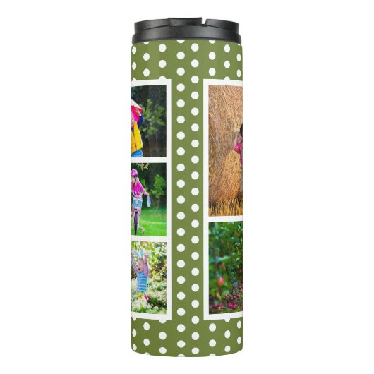 Beste Nana Ooit Fotocollage Olive Groen en Wit Thermosbeker (Achterkant)