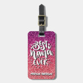 BESTE NANA OOIT GLITTER CUSTOM TYPOGRAPHY BAGAGELABEL (Voorkant verticaal)