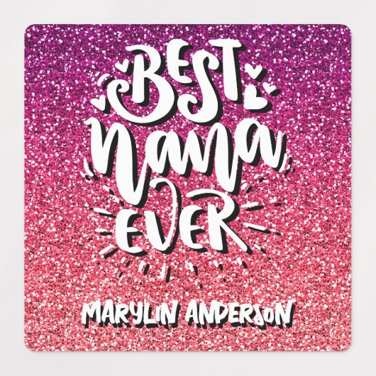 BESTE NANA OOIT GLITTER CUSTOM TYPOGRAPHY LABELS (Design 1)