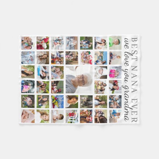 BESTE NANA OOIT Grootmoeder Fotocollage Wit Fleece Deken (Voorkant (Horizontaal))