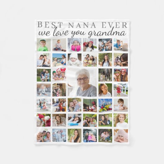 BESTE NANA OOIT Grootmoeder Fotocollage Wit Fleece Deken (Voorkant)