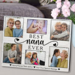 Beste Nana Ooit Hart Foto Collage Keepsake Fotoplaat<br><div class="desc">Creëer Uw eigen foto display met 6 van uw eigen familie afbeeldingen op een witte wassen houten achtergrond. Onze Best Nana Ever Heart Photo Collage Keepsake Plaque is chique, stijlvol en een oprechte aandenken die de liefde binnen uw familie laat zien. Elegante, moderne en aanpasbare collage plaquette voor familiefoto's, ideaal...</div>