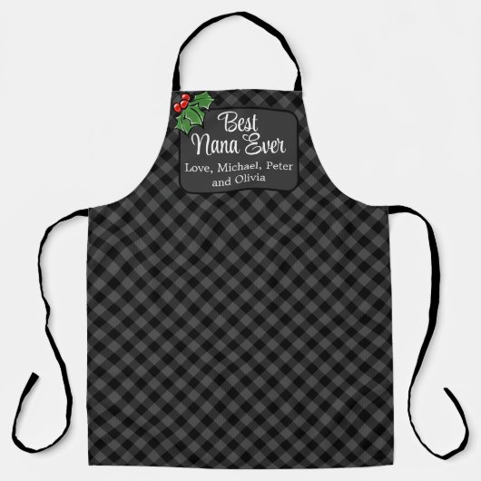 Beste Nana ooit Kerstmis klassiek grijs Plaid Holl Schort (Voorkant)