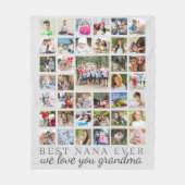 BESTE NANA OOIT Oma 39 Fotocollage Grijs Fleece Deken (Voorkant)