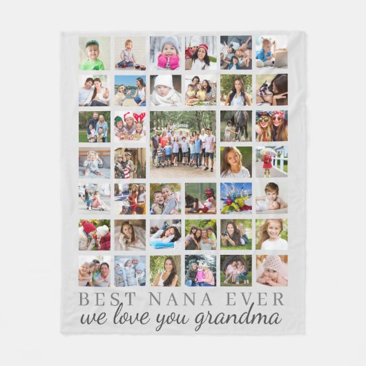 BESTE NANA OOIT Oma 39 Fotocollage Grijs Fleece Deken (Voorkant)