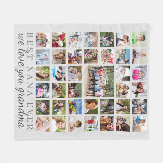 BESTE NANA OOIT Oma 39 Fotocollage Grijs Fleece Deken (Voorkant (Horizontaal))