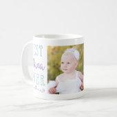 Beste Nana ooit Paars Blauwgroen Aangepaste Foto Koffiemok (Voorkant links)