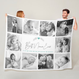 Beste Nana ooit Script 10 Photo Collage Modern Chi Fleece Deken