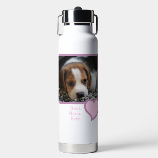 BESTE NANA PINK HEART TEKST PET DOG FOTO WATERFLES (Voorkant)