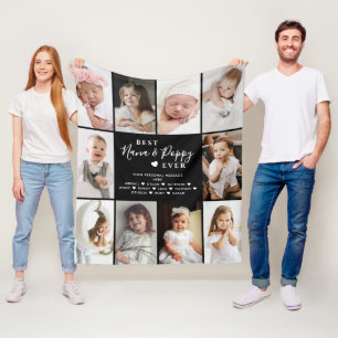 Beste Nana & Poppy ooit 10-foto collage Fleece Deken