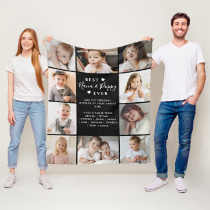 Beste Nana & Poppy Ooit 10-Foto Collage Modern Fleece Deken