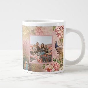 Beste Nana Roze Bloemen Peacock Foto Moederdag Grote Koffiekop