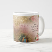 Beste Nana Roze Bloemen Peacock Kinderen Moederdag Grote Koffiekop (Voorkant rechts)