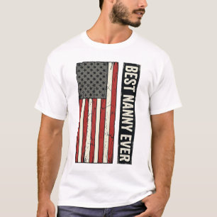 Beste Nanny Ooit Patriottisch Vintage Vlag Shirt O